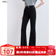 百圖betu女裝2025夏季新款牛仔微喇褲高腰緊身拖地褲褲子女2507T45 黑色 M