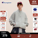Champion冠軍加絨衛衣男女2025秋冬新款立領(lǐng)潮牌保暖休閑按扣半高領(lǐng)上衣 淺灰色 L