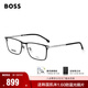 HUGO BOSS雨果博斯眼鏡框男士商務(wù)方框鈦合金近視眼鏡架可配度數鏡片 1226 003 黑銀色 單鏡框