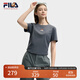 FILA 韓素希同款|斐樂(lè )官方女裝針織短袖2025夏新款修身小狐貍刺繡T恤 默魅灰-DY L 170/88A/L