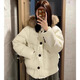 歌詩(shī)慧棉服女士外套秋冬季2025新款羽棉襖加絨面包服連帽短款洋氣棉衣 毛領(lǐng)連帽紐扣棉服【米白色】 均碼