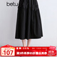 百圖betu女裝2025夏季新款半身裙松緊高腰女裙立體蝴蝶結裙子2504X01 黑色 M
