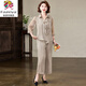 彩羊新中式媽媽杭州真絲套裝夏季大碼中年女時(shí)尚氣質(zhì)桑蠶絲上衣 卡其色 (兩件套套裝) 3XL (建議135-145斤)