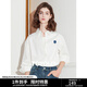 初語(yǔ)純棉翻領(lǐng)襯衫女2025春季新款繡花上衣休閑通勤百搭打底襯衣 米白色 M