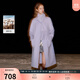 三彩【100%綿羊毛】2025冬季新款雙面呢大衣圍巾毛呢外套女 丁香紫 XL 170/92A