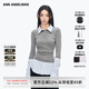 ANN ANDELMAN【明星同款】官方直營中長款拼接襯衫假兩件針織衫女 灰色 M