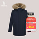 哈吉斯（HAZZYS）男裝 冬款外套連帽帶毛領(lǐng)中長(cháng)款休閑羽絨服男ASFZU0BDU54 深藏青色DN L (175/96A 48)