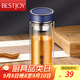 富光拾喜玻璃杯雙層玻璃水杯家用茶杯男女士辦公杯帶過濾杯子420ml藍色