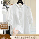 絲柏舍刺繡襯衫2025夏裝新款女裝翻領(lǐng)寬松五分袖氣質(zhì)休閑襯衣