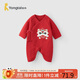 童泰（TONGTAI）嬰兒連體衣秋冬季純棉保暖寶寶衣服喜慶新年裝蝴蝶哈衣紅b66cm