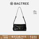 BAGTREE明星同款 包包樹(shù)奶盒包植鞣皮輕奢品牌新款單肩斜挎枕頭hobo女包 檀黑色-小號 高級小眾生日禮物女