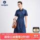 Navigare意大利小帆船女薄款X版連衣裙牛仔短袖襯衫裙2322875507 藍(lán) M 