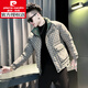 皮爾卡丹（pierre cardin）秋冬季新款印花羽絨服男款感棉衣2026新款棉襖加厚款保暖棉服 綠色 3XL 建議156~175斤