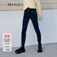 MO&Co.【含羊絨牛仔褲】高腰修身彈力小腳褲 牛仔藍色 L 28