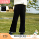 茵曼（INMAN）童裝加絨針織女童長(zhǎng)褲喇叭褲2024冬款兒童腳口貝殼刺繡褲子中大童 黑色 130