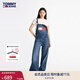 TOMMY JEANS【美式復(fù)古】秋冬女純棉經(jīng)典潮流拼色大口袋牛仔背帶褲 牛仔藍(lán)1A5 S