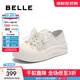 百麗（Belle）可兩穿板鞋女2025秋季新款可愛(ài)蝴蝶結厚底增高休閑鞋B2629CM5 米白色 35 (225mm)