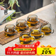 高茗玻璃茶杯小茶杯6只套裝喝茶專(zhuān)用品茗杯家用精致耐高溫帶把小茶杯 羅漢把杯 160ml 6只