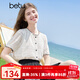 百圖betu女裝2025夏季新款襯衫小香風(fēng)波浪型撞色設計透氣短袖2407X08 米白 M