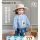 幼歌（YOUGE）嬰幼兒早春新款假兩件俏皮上衣高級(jí)復(fù)古時(shí)髦圓點(diǎn)連衣裙 藍(lán)色 80 cm