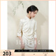 三彩【月白風(fēng)清】2025秋款新中式盤(pán)扣立領(lǐng)連衣裙開(kāi)叉旗袍裙C 米白色 S 155/80A