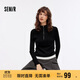 森馬（Semir）毛衣女短款撞色假兩件百搭女士?jì)却钋锇腴_(kāi)襟修身毛衫107524107006