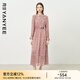 顏域碎花襯衫連衣裙女2025新款早秋長(cháng)袖收腰過(guò)膝女士氣質(zhì)雪紡長(cháng)裙 粉花 XL