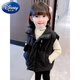 迪士尼（DISNEY）韓版兒童羽絨棉馬甲夾秋冬裝男童女童寶寶坎肩加厚背心幼兒園外穿 拉鏈款馬甲-黑色 150 cm 建議身高140cm(偏胖拍大一碼)