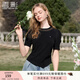 香影不規則黑色t恤短袖女2025夏季新款休閑圓領(lǐng)修身收腰上衣小衫 黑色 M