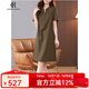clotho Rennie品牌女裝休閑棉麻連衣裙女夏季2025年新款時尚簡約遮肚顯瘦裙子 咖色 M