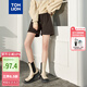 唐獅（TonLion）2024女寬松毛呢短褲 深咖 M 