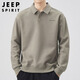 JEEP SPIRIT吉普POLO衫男士衛衣春季寬松長(cháng)袖翻領(lǐng)t恤衫上衣男 灰綠 XL