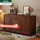聚優(yōu)范美式斗柜臥室收納柜子靠墻五斗柜房間置物柜客廳復古儲物柜五斗櫥 120CM深胡桃色 【兩門(mén)三抽】 組裝
