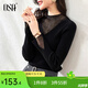 歐莎（OSA）知性半高領(lǐng)針織衫女2025秋裝新款洋氣內搭蕾絲打底上衣外穿氣質(zhì) 黑色B L