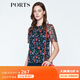PORTS寶姿 新品商場(chǎng)同款女裝 夏季新品紅花藍屋荷葉邊領(lǐng)上衣 丈青印花 S (4)