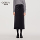 歌莉婭冬季新品 針織坑條絲絨半裙 1ENL2D150 48B深灰 XS