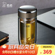 希諾抗菌玻璃杯男高檔泡茶杯子教師節禮物老師實(shí)用XN-1926銀灰 370mL