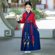 雀棲枝兒童古裝漢服國學(xué)服男童女童書(shū)童中國風(fēng)服裝小學(xué)生三字經(jīng)演出服女 升級款龍吟紅藍直袖女款 160