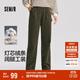 森馬（Semir）休閑褲女冬純棉燈芯絨半松緊腰打褶寬松闊腿褲工裝褲101724127004