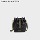 CHARLES&KEITH絎縫菱格鏈條水桶包雙肩包包女包女友生日新年禮物CK2-10701506 Black黑色 M