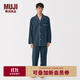 無(wú)印良品（MUJI）男式 無(wú)側縫法蘭絨睡衣男士家居服男款純棉套裝25年秋季 FB0ZDC5A 藏青色 L (上裝175/100A下裝175/88A)