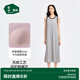 松山棉店商場(chǎng)同款二合一女士睡裙短袖小薄荷羅紋舒適親膚彈力夏季睡衣 帶杯背心裙-麻灰色 L (165)