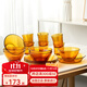 多萊斯法國進(jìn)口歐式玻璃餐具碗碟套裝家用高檔6人食餐具輕奢微波爐餐具 琥珀色【精致水杯B款】 16頭