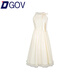 DGOV法式茶歇掛脖白色連衣裙女夏季2026新款收腰顯瘦蕾絲無(wú)袖背心長(cháng)裙 【米白色】 S 40/45kg