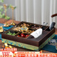 嵐媛創(chuàng  )意高檔實(shí)木干果盒抽紙盒組合套裝家用客廳糖果零食茶點(diǎn)盤(pán)收納盒 千里江山組合六格【金?？睢?金邊碗6只