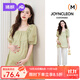 婧麒（JOYNCLEON）孕婦套裝夏裝2025新款時(shí)尚洋氣時(shí)髦短袖上衣休閑褲夏季兩件套 高品質(zhì)芥末綠上衣Jwc155790 L