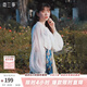 兩三事梵高雪紡襯衫女夏季新款白色蕾絲燈籠袖長袖上衣內(nèi)搭 與靈魂游蕩 白色 S