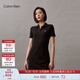 Calvin KleinJeans夏季女士休閑通勤ck字母修身顯瘦V字POLO領(lǐng)連衣裙J223498 BEH-太空黑 XS