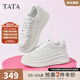 他她（TATA）孫樂(lè )言同款女鞋小白鯨鞋子厚底透氣板鞋小白鞋增高休閑鞋 白色 37
