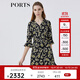 PORTS寶姿春夏新品女裝中長(zhǎng)袖連衣裙LM8D228MPS134 黑色印花 S (4)
